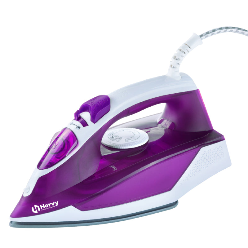 Hervy Verdy Steam Iron 2200W, Ceramic Soleplate, Anti-drip, Self-Clean - Violet