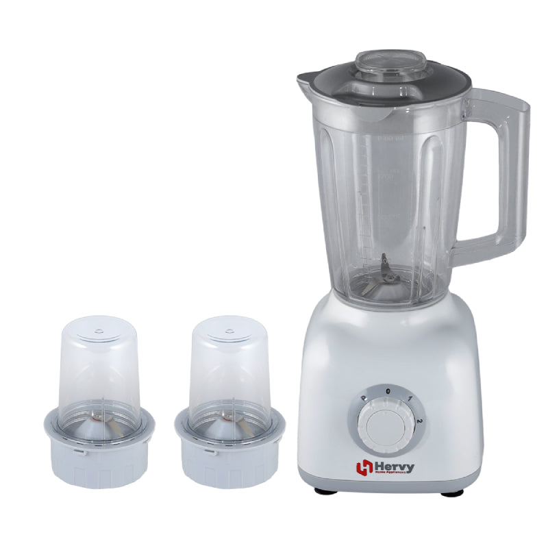 Herfy Maxi Blender 1.6L, 400W, 2 Speeds, Turbo, 2 Grinders - White