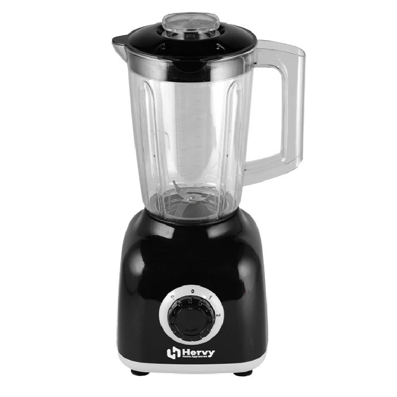 Herfy Maxi Blender 1.6L, 400W, 2 Speeds, Turbo, 2 Grinders - Black