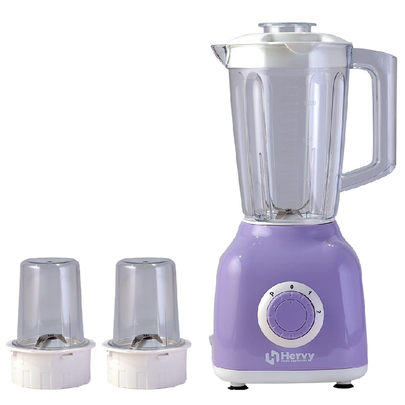 Herfy Maxi Blender 1.6L, 400W, 2 Speeds, Turbo, 2 Grinders - Purple