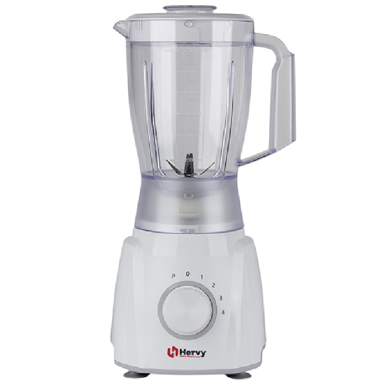 Herfy Stormy Blender, 1.5L, 600W, 4 Speeds, Turbo, 1 Chopper, 1 Grinder - White