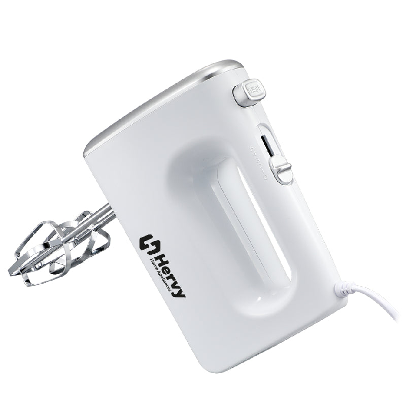 Hervy Hand Mixer 400W, 5 Speed, 2 Whisks & Doughs, HM-001 - White