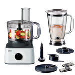 Braun 8In1 Food Processor, 8 Functions, 2.1 Liter, 750 Watt, FP0145WH - White&Black