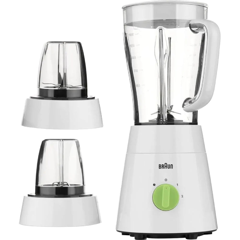 براون خلاط كهربائي 500 واط، سعة 1.5 لتر، 2 مطحنة، JB0123WH