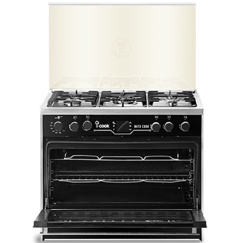 Unionaire Auto Cook Gas Cooker, 90 cm, 5 Burners, C69SS-GC-511-ICPSF-IS-1CH-2W-A - Black