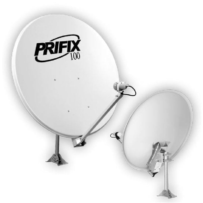 Prifix 1-Meter Satellite Dish with Steel Base - White