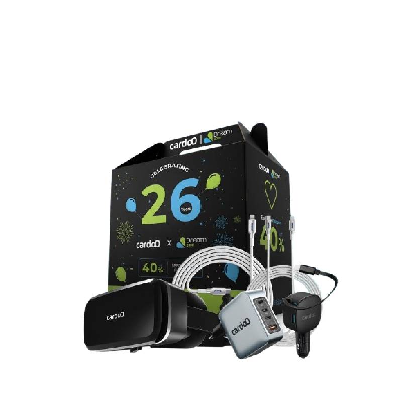 cardoO Box 3 باندل ( نظارة VR + كابل USB-C إلى Lightning بقدرة 27 وات + كابل USB-C إلى USB-C بقدرة 100 وات + شاحن حائط 100 وات + شاحن سيارة 60 وات)