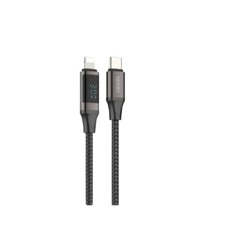 كابل MOMO Type-C إلى Lightning LED بطول 1.2 متر – 30 وات – MO-011015 – أسود