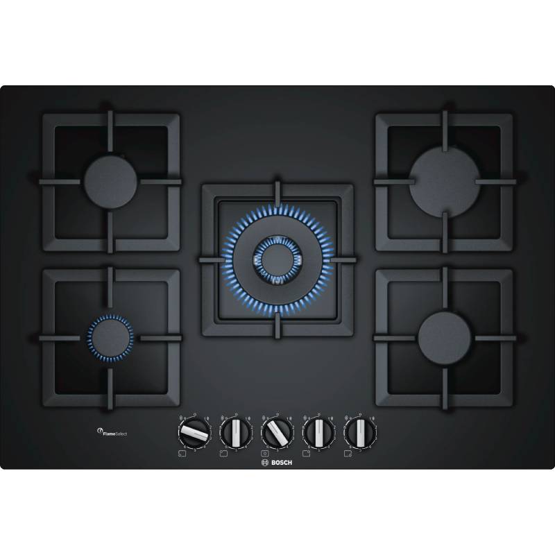 بوتاجاز مسطح غاز Bosch Series 6 مقاس 75 سم، زجاج مقوى، 5 شعلة – PPQ7A6B20