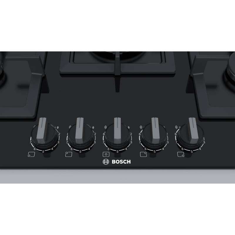 بوتاجاز مسطح غاز Bosch Series 6 مقاس 75 سم، زجاج مقوى، 5 شعلة – PPQ7A6B20