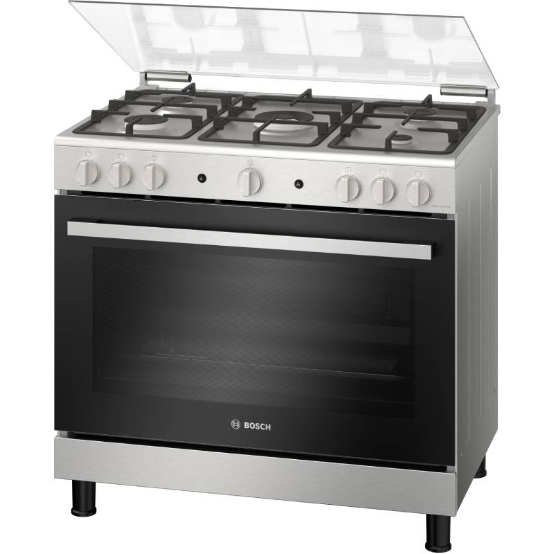 Bosch Series 2 Gas Range Cooker 90cm, 5 Burners , HGV1F8Y52S - Stainless Steel
