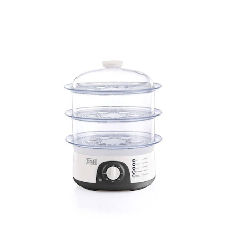 Black & Decker حلة طهي بالبخار 3 طبقات 775 وات 10 لتر , HS6000 - أبيض 