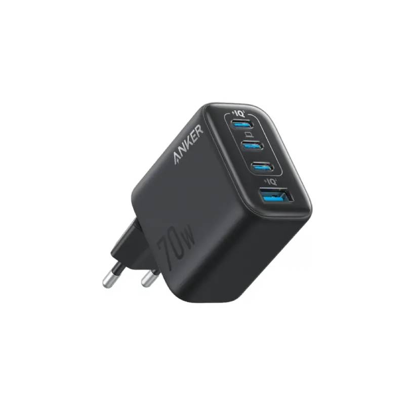 شاحن حائط Anker بقدرة 70 وات PD، 4 منافذ، مع كابل USB-C (B121CL11)  – أسود 