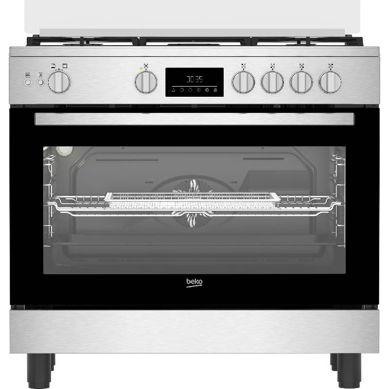 بوتاجاز Beko 90 سم، 5 شعلات، أمان كامل، BGGR 11225 GX2 - ستانلس ستيل