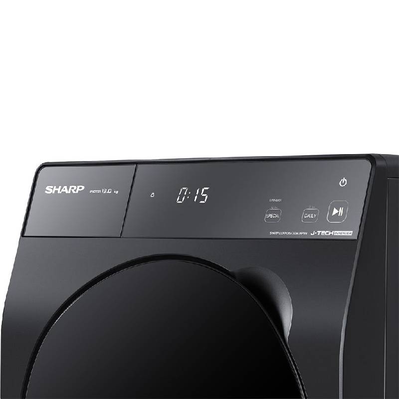 غسالة شارب K-PRO تحميل أمامي 13 كجم، موتور J-Tech Inverter، بخار، رمادي غامق – ES-FP132KLE-G
