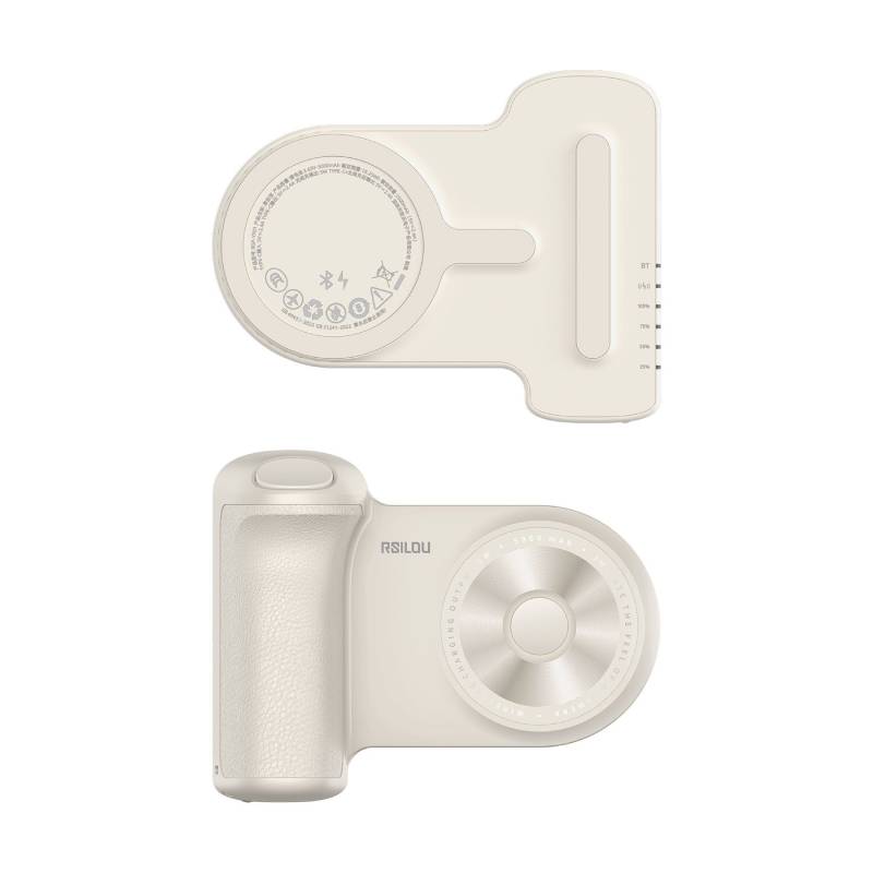 Rsilou 5000mAh Magnetic Wireless Power Bank with Camera Grip, R1015-002 - White