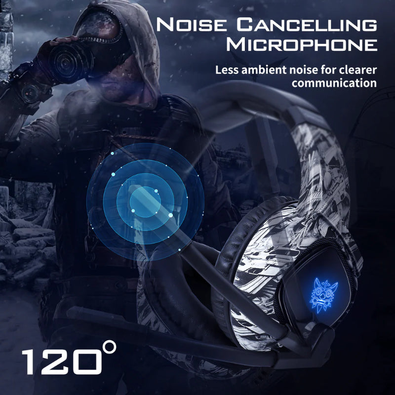 Onikuma Gaming Headphone Wired RGB LED K19 – Camo White