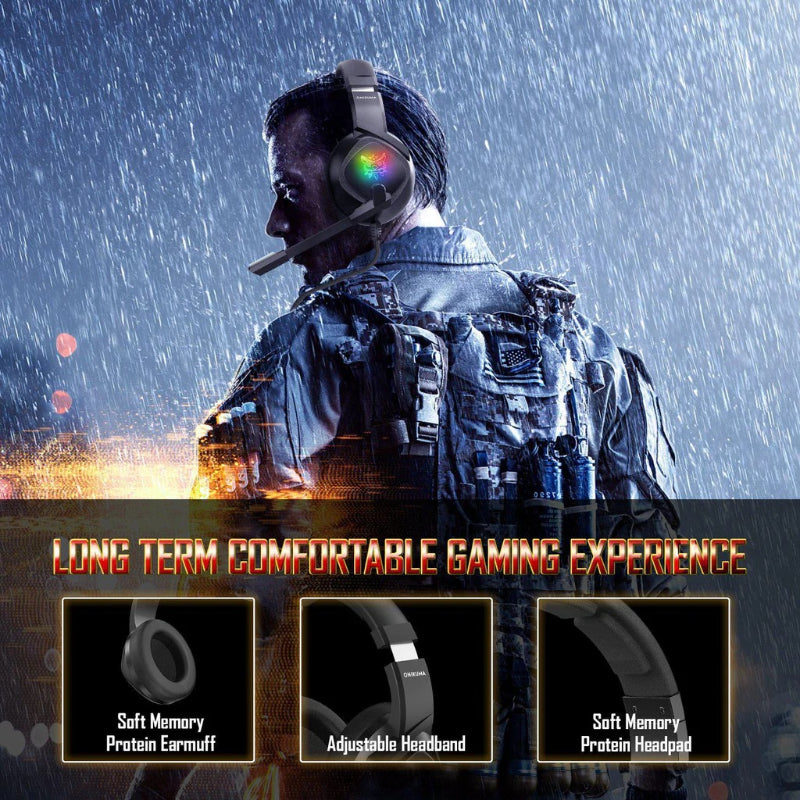 Onikuma Gaming Headphone Wired RGB LED K19 – Camo White