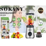 Sokany Pro Blend 4 Countertop Blender, 1.6 Liter, 1500 Watt, Silver Black - SK-555N