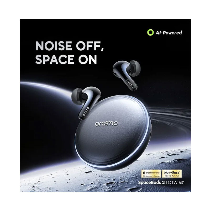 Oraimo SpaceBuds 2 Earbuds , AI Smart Noise Cancellation , Space Gray - OTW-631