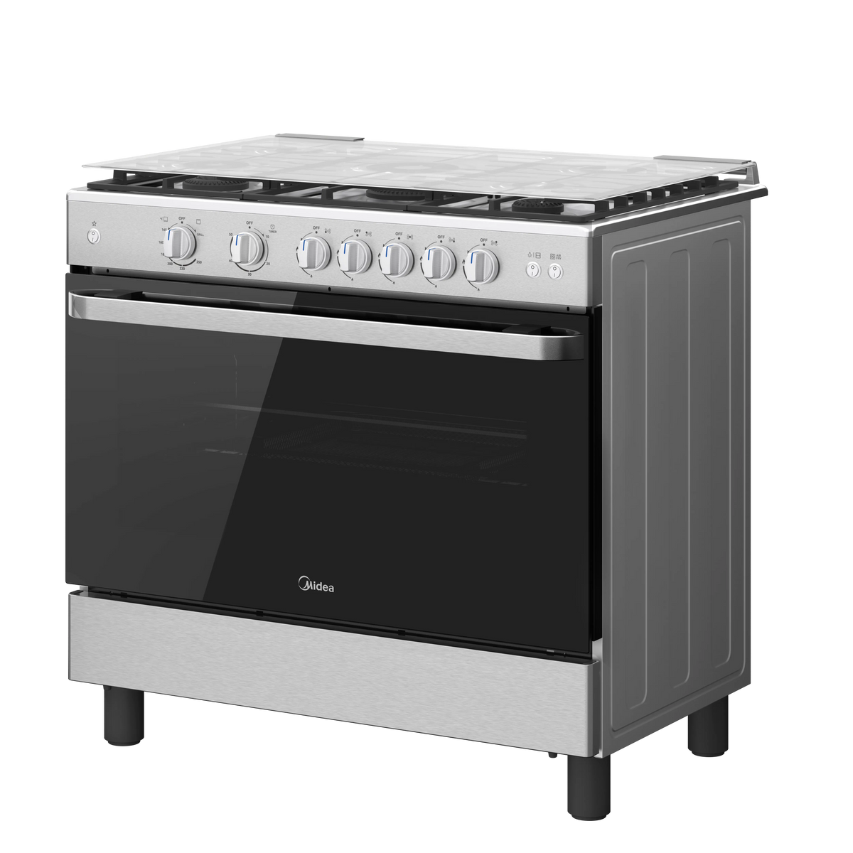Midea 90cm Freestanding Gas Cooker – 5 Burners, Full Safety, MFO-MG36LE(SS)-VT Stainless Steel