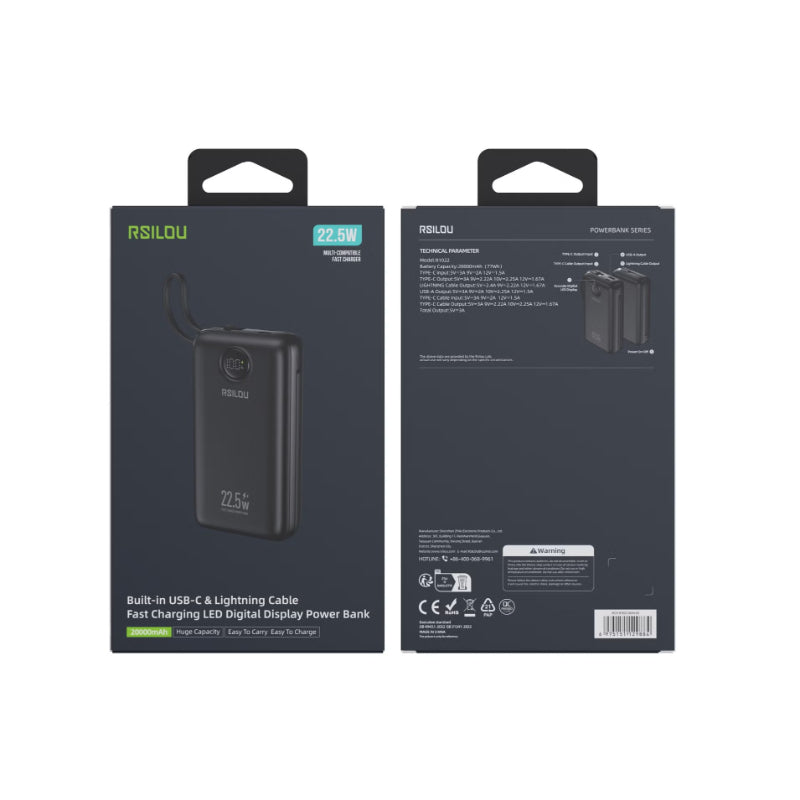 Rsilou Dual Cabled Power Bank 20000mAh 22.5W R1022-001