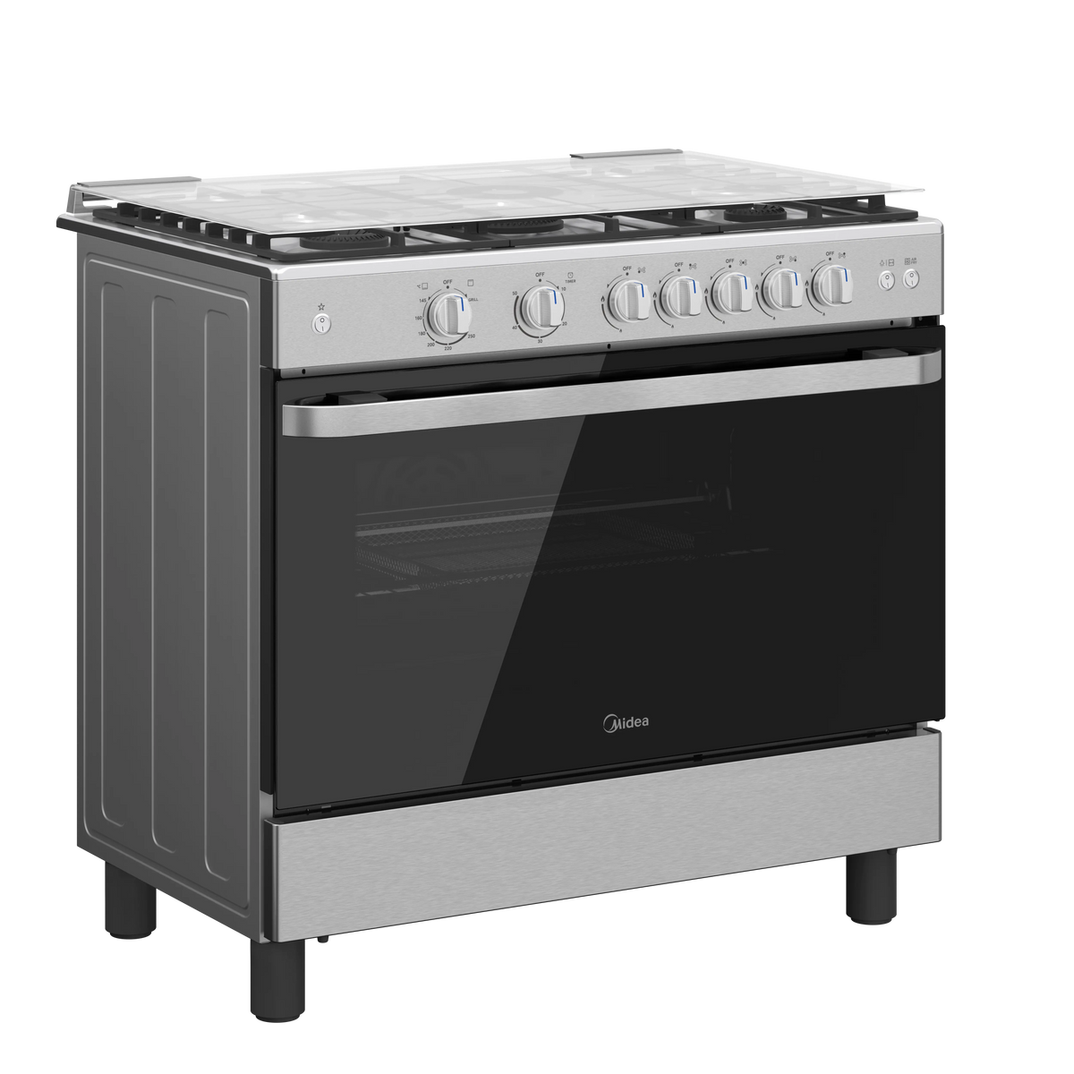Midea 90cm Freestanding Gas Cooker – 5 Burners, Full Safety, MFO-MG36LE(SS)-VT Stainless Steel