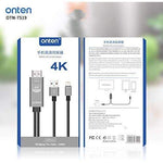Onten Cable 1.8M Mobile HD screen player 4K OTN 7519 - Black
