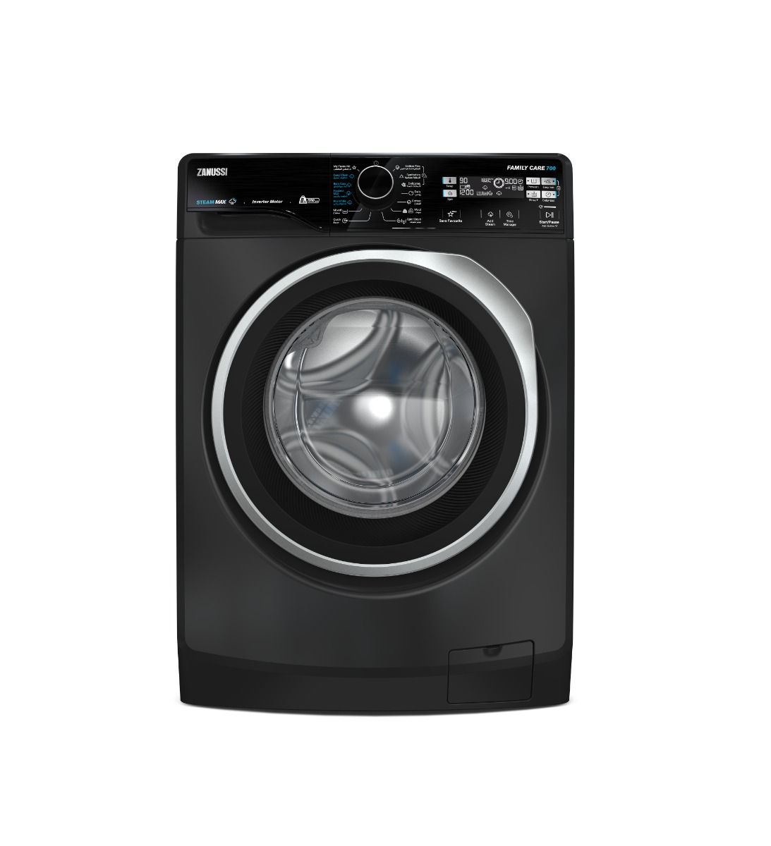 Zanussi Washing Machine, Automatic, 8 kg, Front Load, Inverter Motor, 1200 RPM, ZWF8221DS7 - Dark Grey