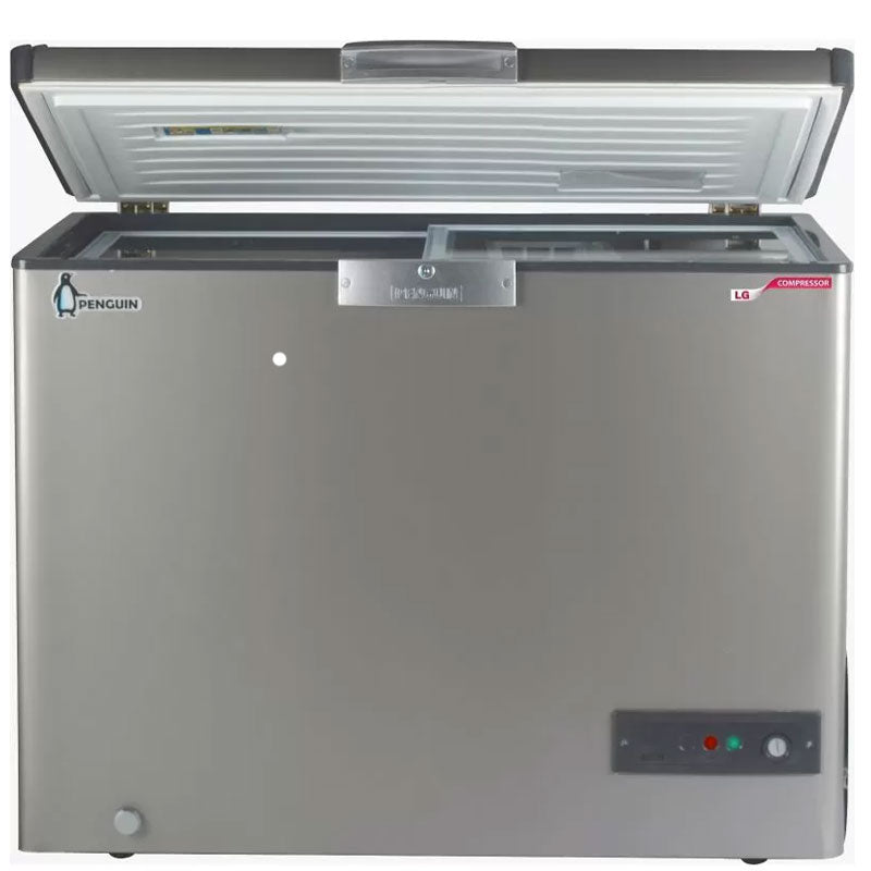 Penguin Chest Freezer , LG compressor , 205 Liter , Stainless Interior , Glass door , ES250 - Silver
