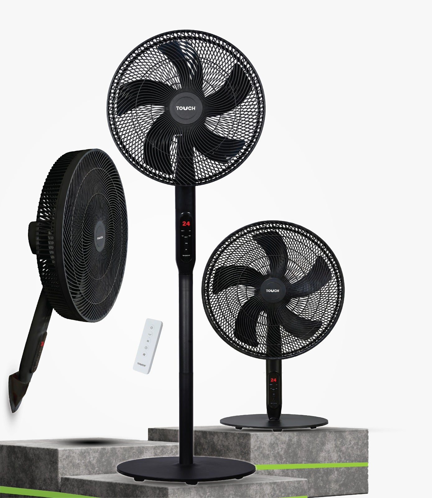 مروحة تاتش Air Pro 3 في 1 بالريموت مقاس 16 بوصة (مكتبية + حائط + ستاند) – 40151B - اسود