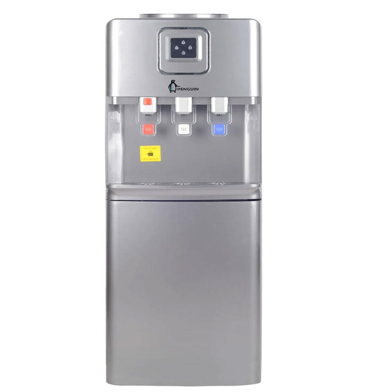Penguin , Hot, Cold & Normal Water Dispenser With Refrigerator , 3 Taps , PD001 - Silver Chrome
