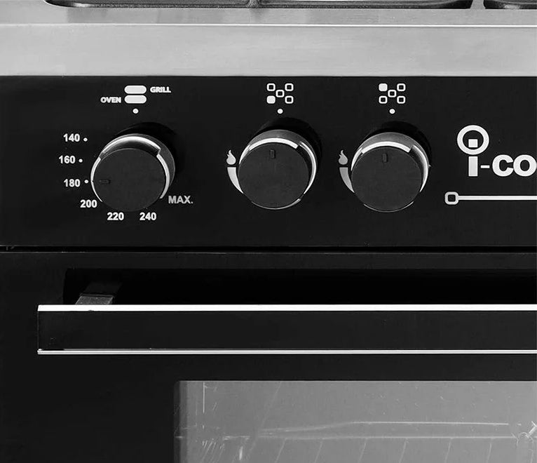 Unionaire Cooker 5 Burners 90x60 Full Safety 2 Oven Fans , C69SS-GC-511-ICPS2F-IS-2W-AL - Black & Silver