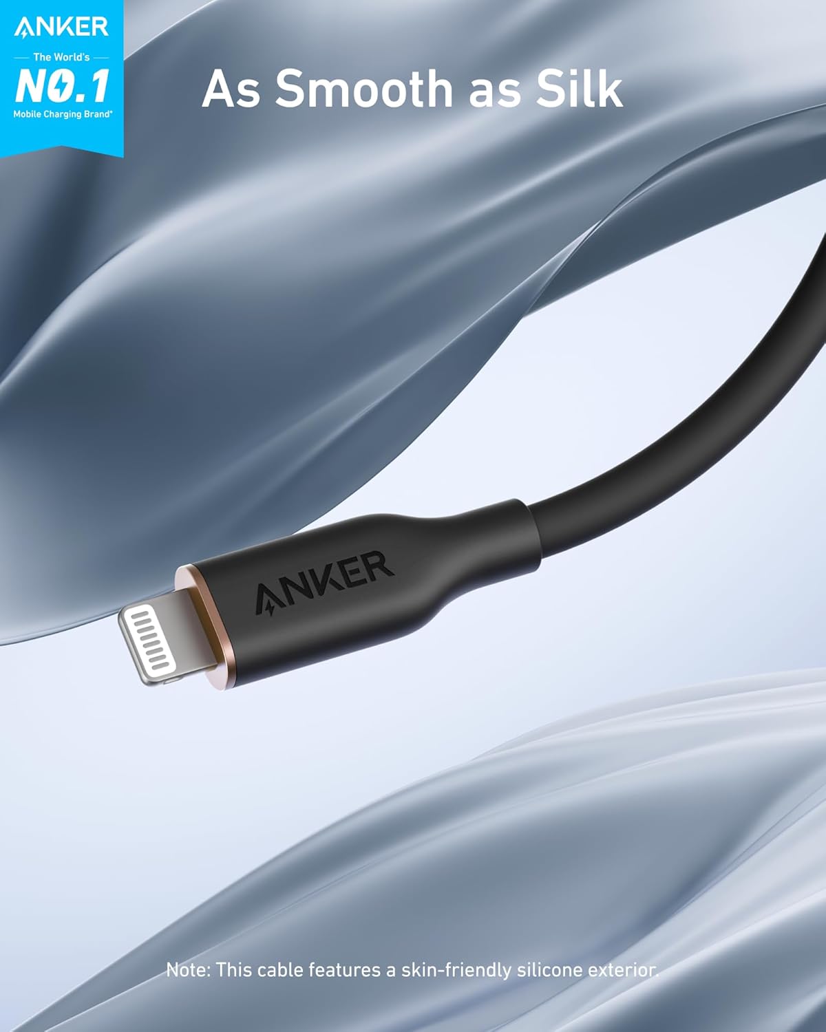 Anker PowerLine III Flow USB-A to Lighting Cable, A85A1011 - Black