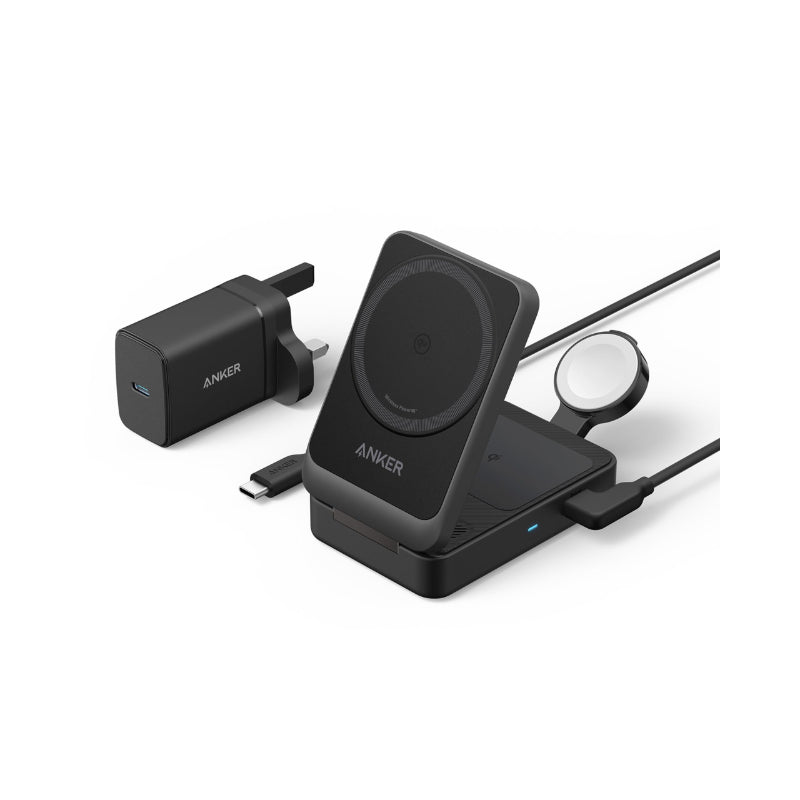 Anker MagGo Wireless Charging Station 15W Foldable 3-in-1 B2557211 – Black