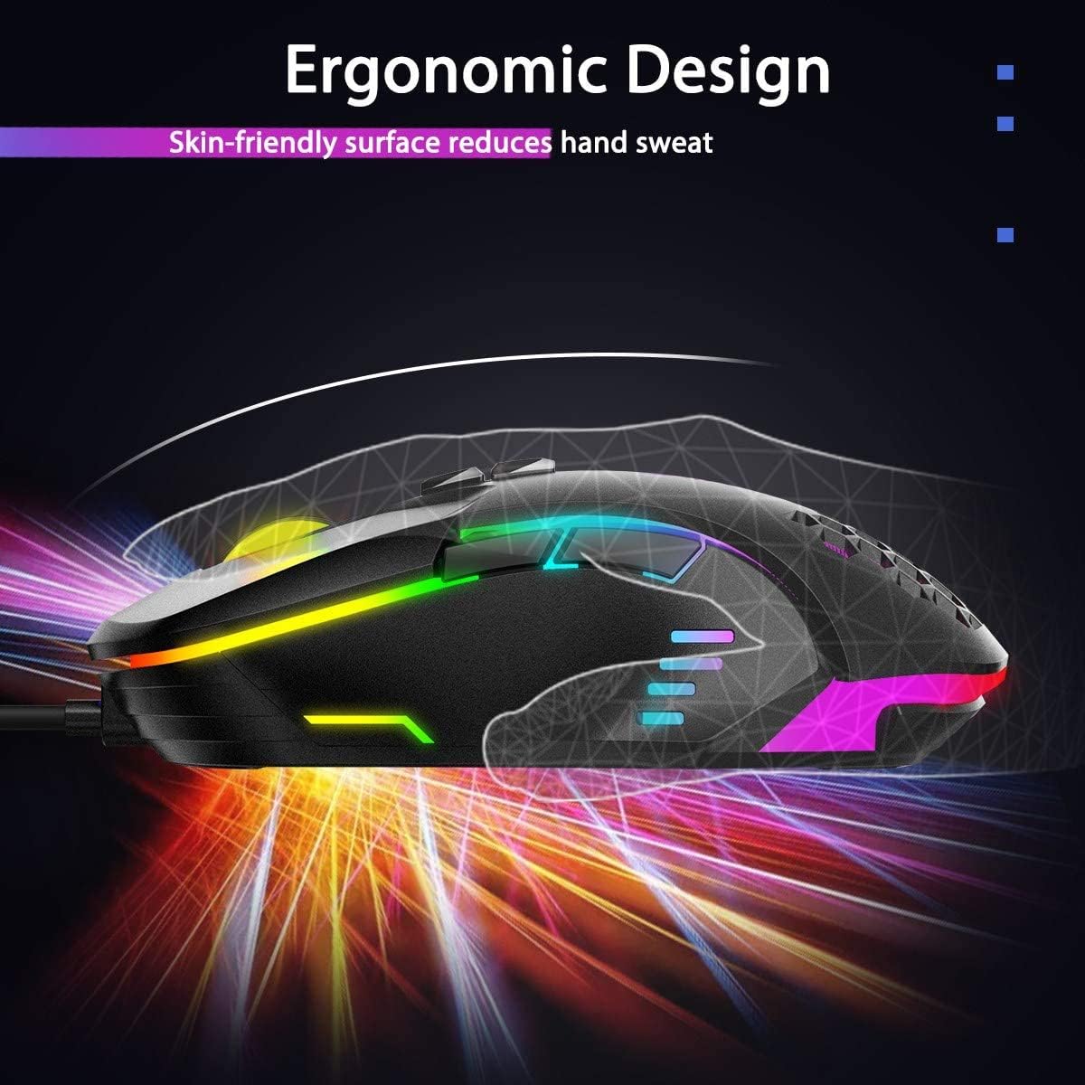  Onikuma CW902 Wired Gaming Mouse RGB - Black