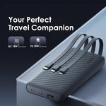 Oraimo Power Bank 10000 mAh, 22.5W, Fast Charging, USB-A, Type-C, Micro, OPB-P7101 - Black