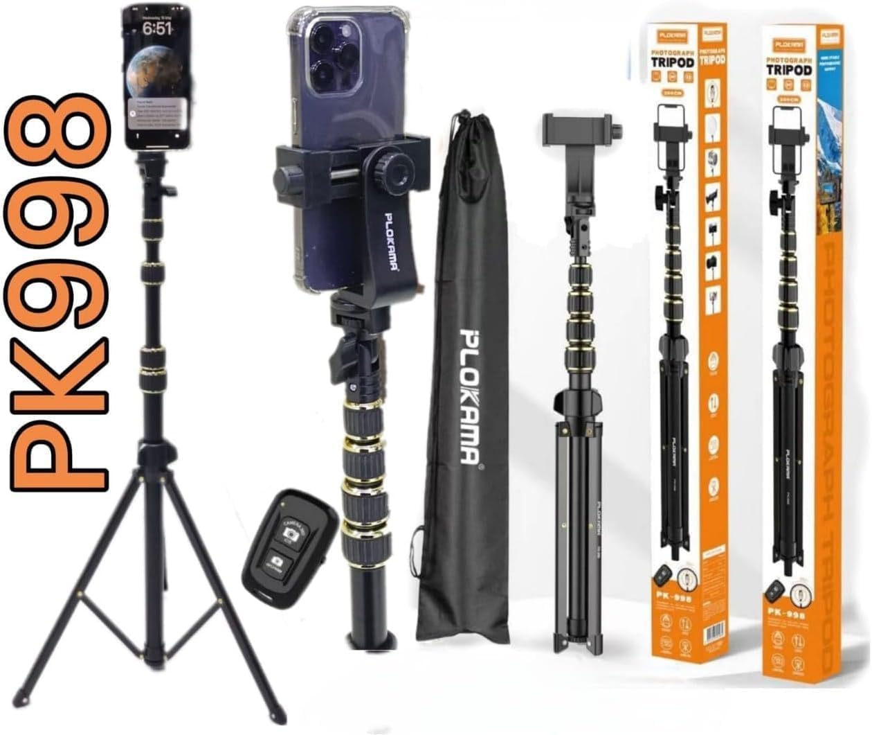 Plokama PK-998 Stand and Tripod for Mobile Phone and Camera Best Adjustable Lightweight Stand