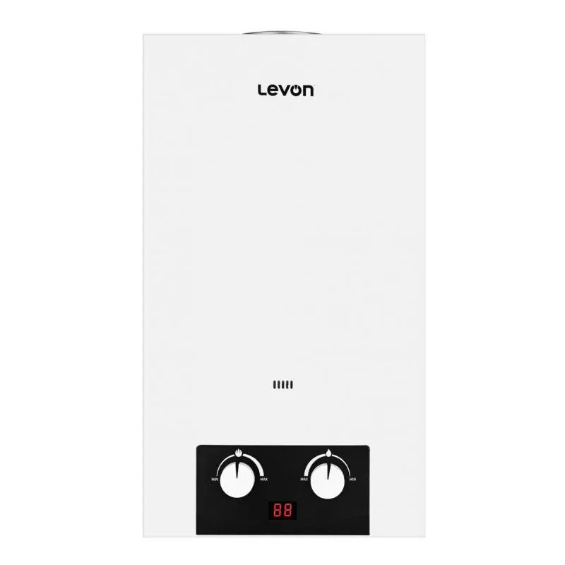 Levon Digital Gas Water Heater, 10 Liters, Adaptor , Pro SAFTY -F-OXG - White