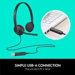 Logitech Corded Headset H340 - Black
