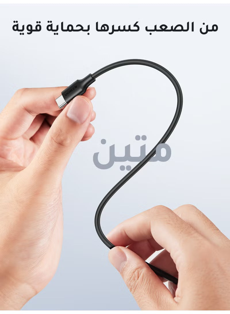 كابل UGREEN Type-C إلى Type-C، شحن سريع 60W PD، أسود