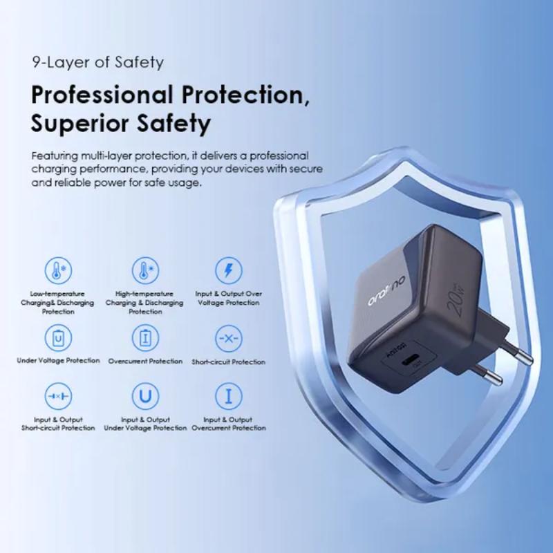 أورايمو شاحن 20 واط GaN مع كابل لايتنينج OCW-5201E+CL55