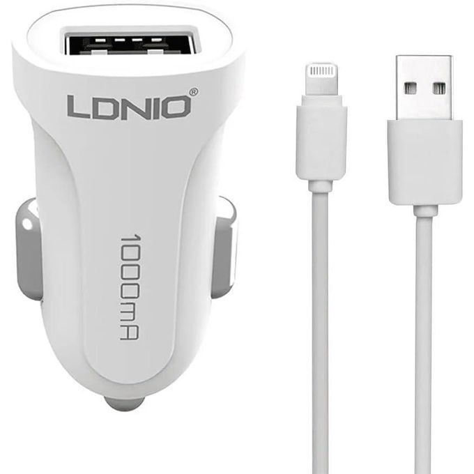 شاحن سيارة LDNIO C17 للآيفون 12 وات – أبيض