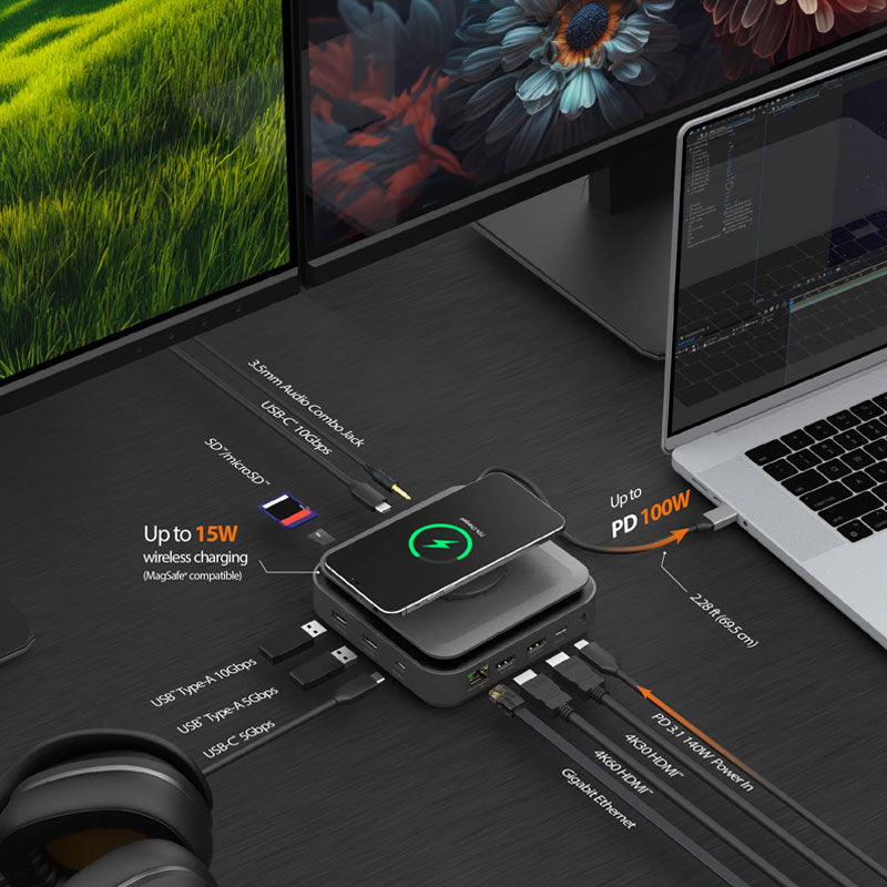 قاعدة توصيل j5create بمنفذ USB-C® وتدعم شاشتين HDMI™ بدقة 4K - طراز JCD3199