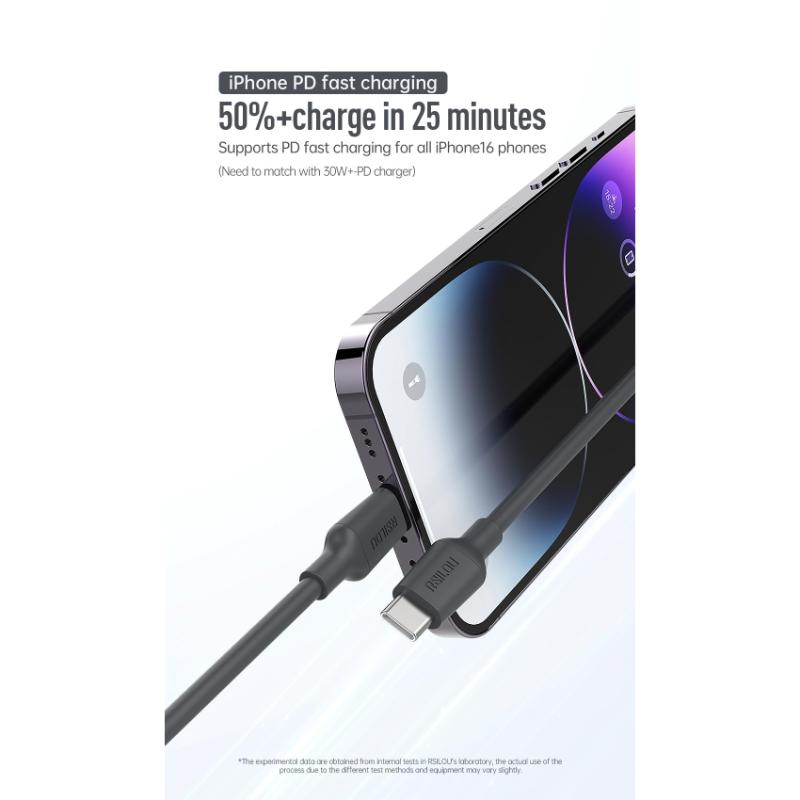 Rsilou Type-C to Lightning Cable 30W R2031-001 – Black