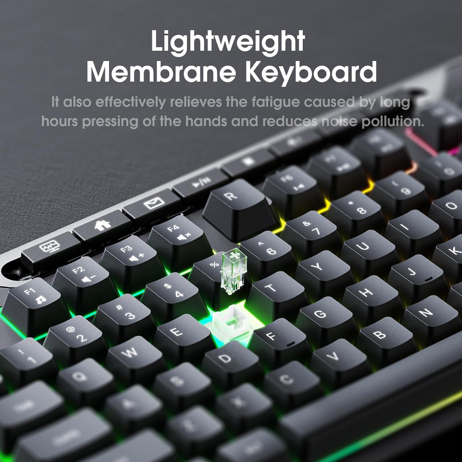 ONIKUMA G32 Matte Black Wired Gaming Keyboard with RGB Backlit Matte Key Caps - Black 