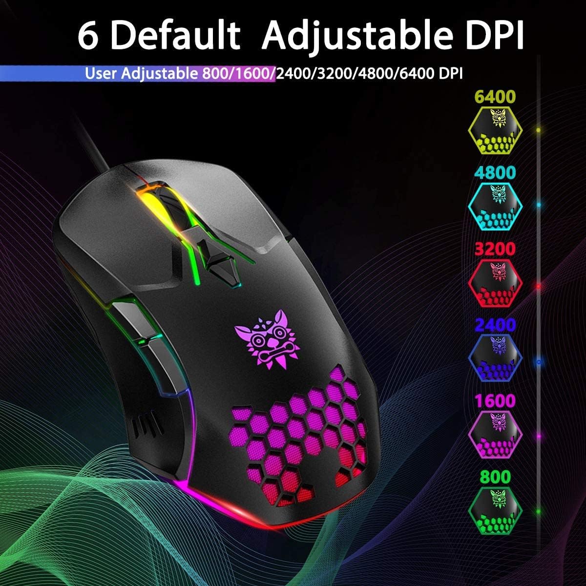  Onikuma CW902 Wired Gaming Mouse RGB - Black