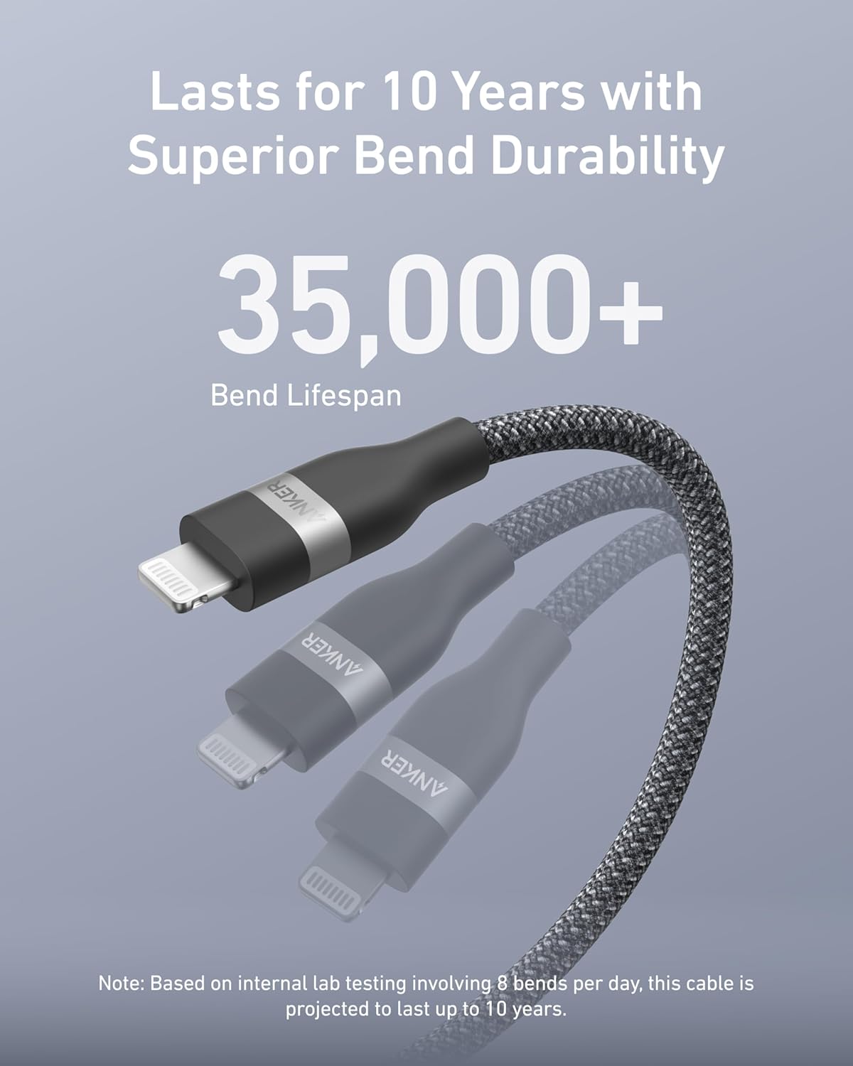 Anker Type-C To Lightning Cable 60W Fast Charging 0.9m, A82B2011 - Black