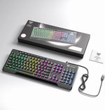 ONIKUMA G32 Matte Black Wired Gaming Keyboard with RGB Backlit Matte Key Caps - Black 