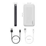 Aukey Spark Go Power Bank 10000mAh, 15W Fast Charging, Dual Ports USB-C & USB-A PB-Y46 – White